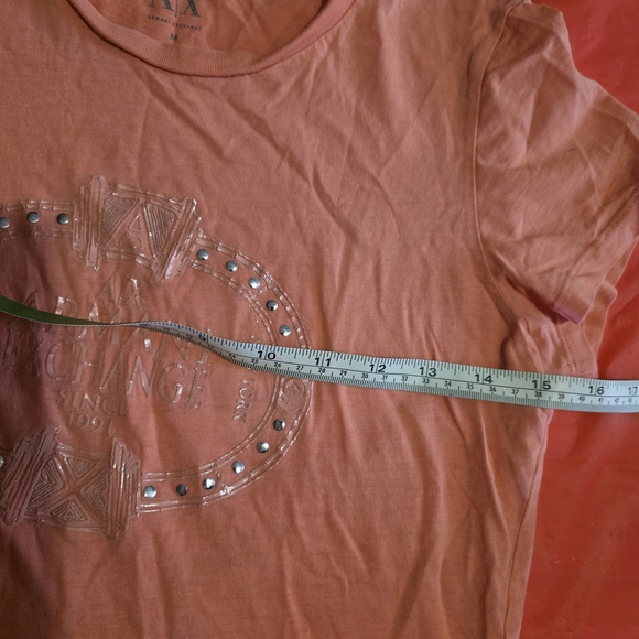 Armani Exchange Coral Pink Logo Short Sleeve Tee - Picture 5 of 6